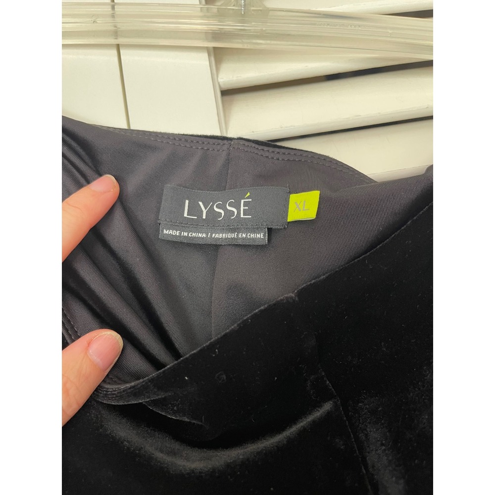 Lysse Black Velvet Pants XL Pull On Straight Leg Tummy Control Holiday Party - Picture 3 of 4
